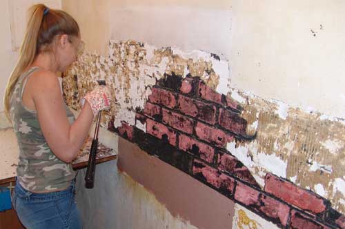 Marlie removing old brick